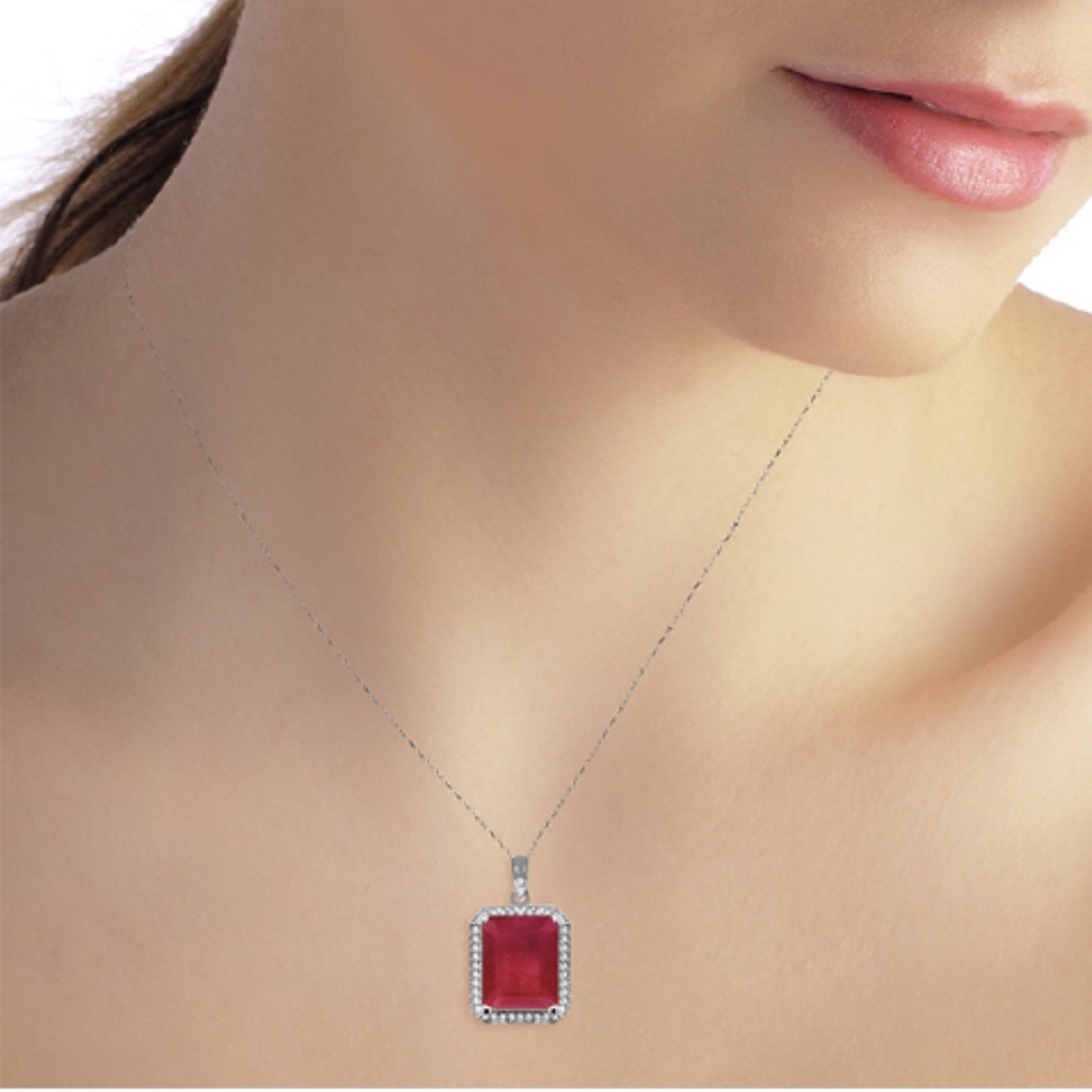 14K. SOLID GOLD NECKLACE  NATURAL DIAMONDS & RUBY - Picture 3 of 6